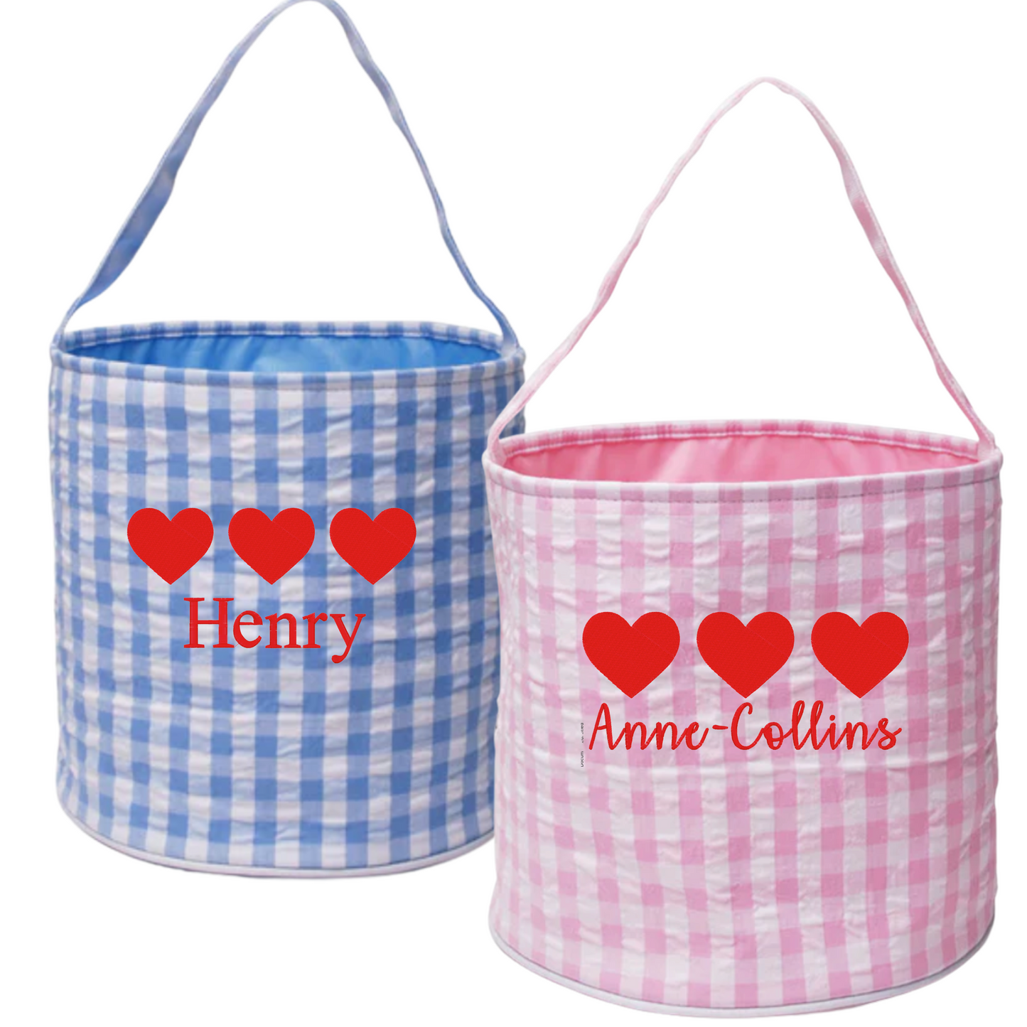 Personalized Gingham Valentines Day Basket