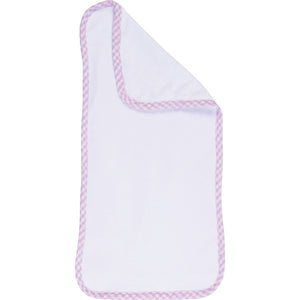 Pink Gingham Trim Burp Cloth