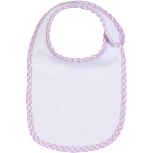 Pink Gingham Trim Bib