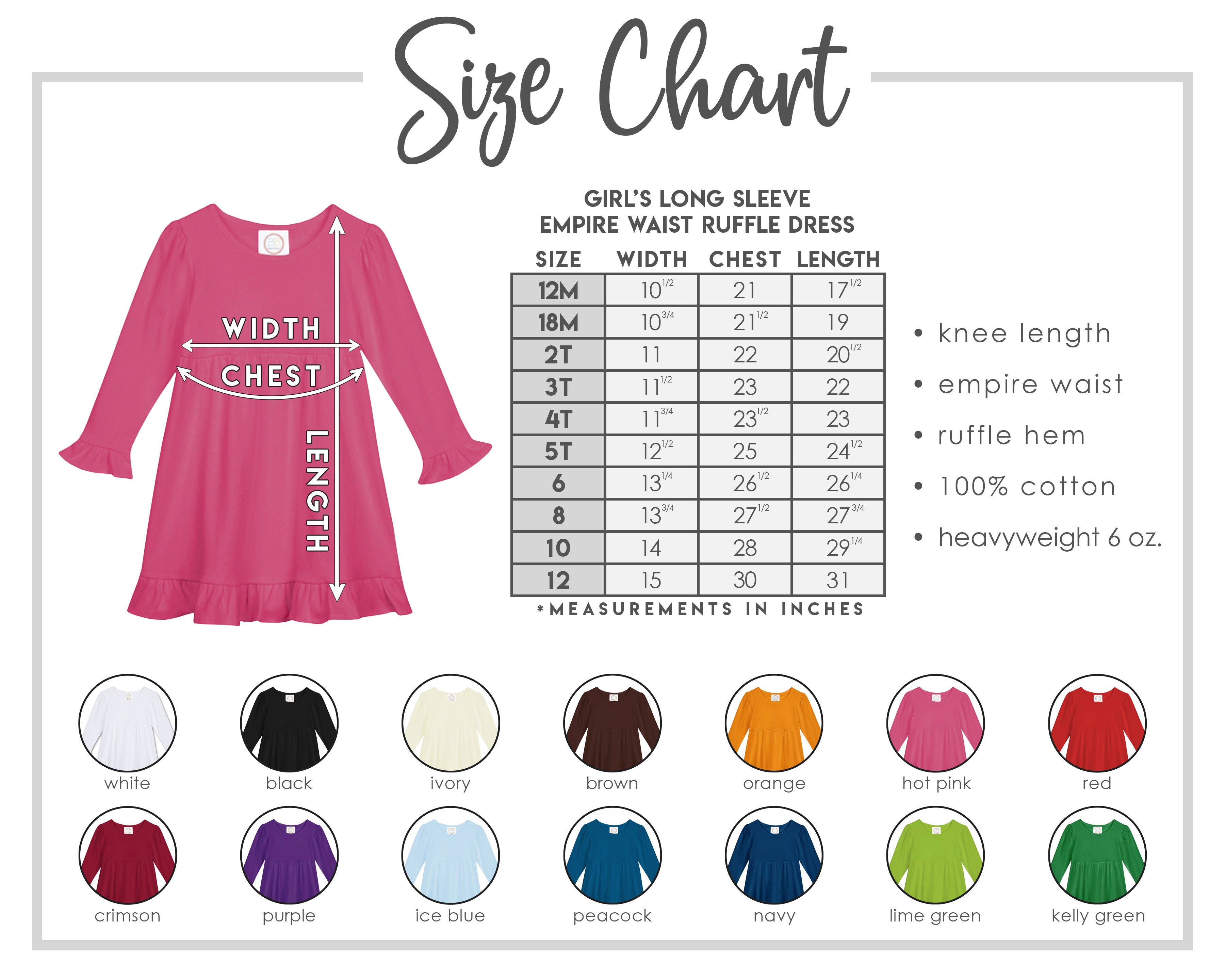 Long Sleeve Ruffle Dress YOUTH SIZES (additional colors available)