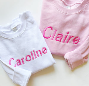 Girls Pink Name Sweatshirt