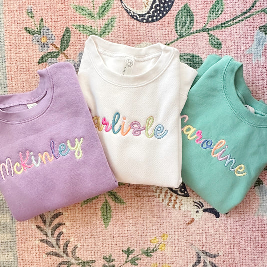 Girls Rainbow Script Sweatshirt