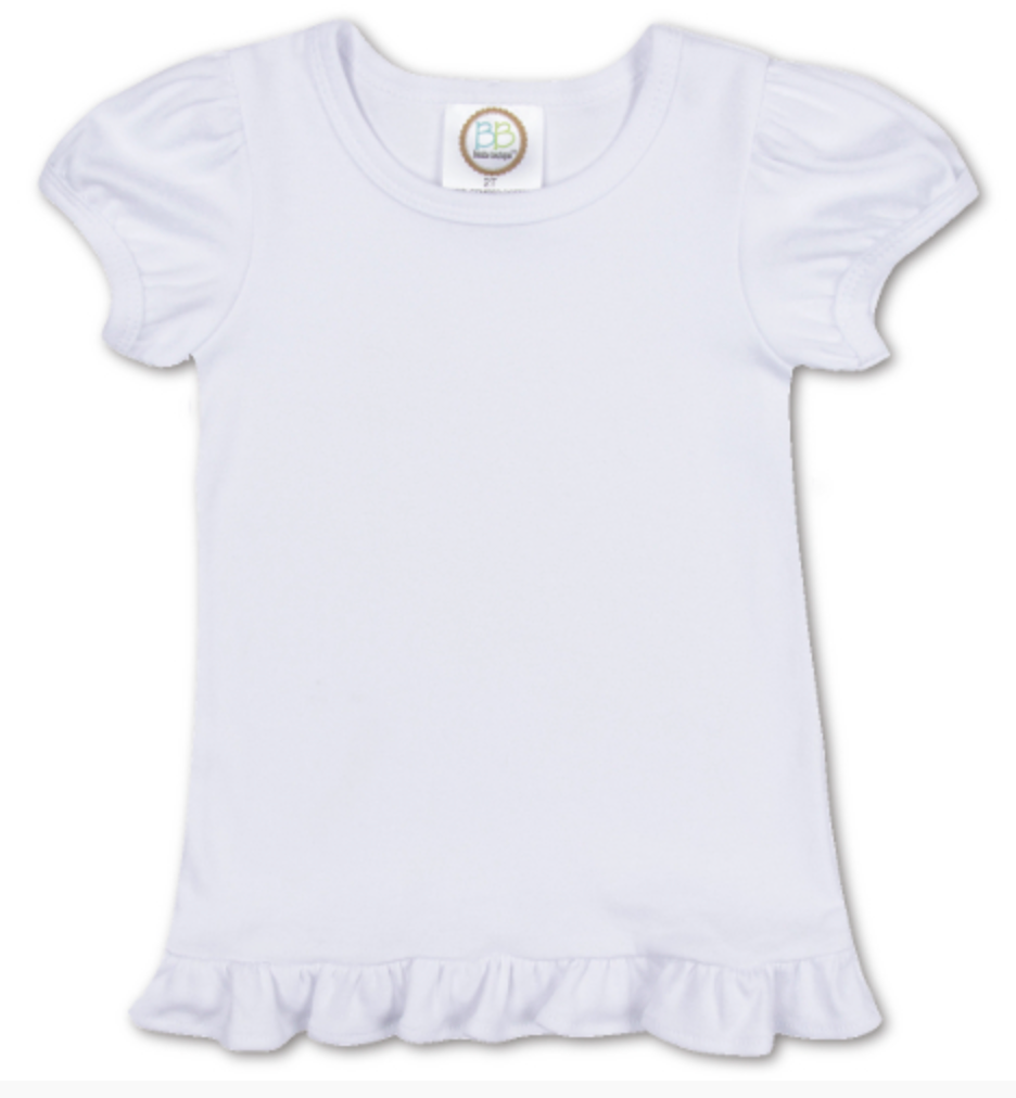 Girls Blank Short Sleeve Ruffle Tee