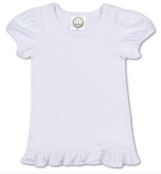 Girls Blank Short Sleeve Ruffle Tee