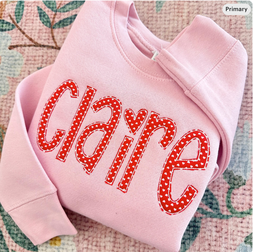 Applique Hearts Name Sweatshirt