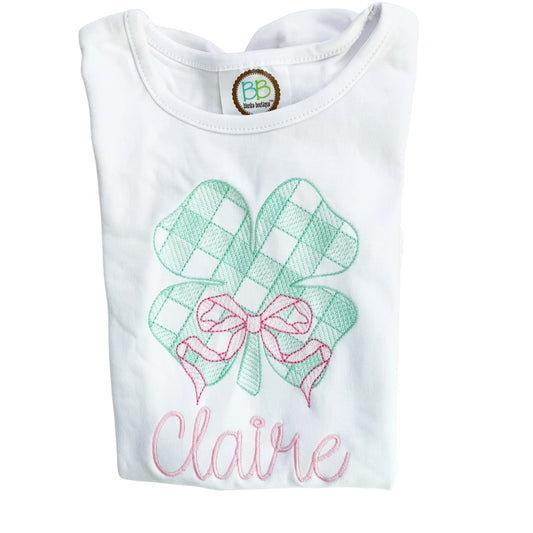 Girls Gingham Shamrock Shirt