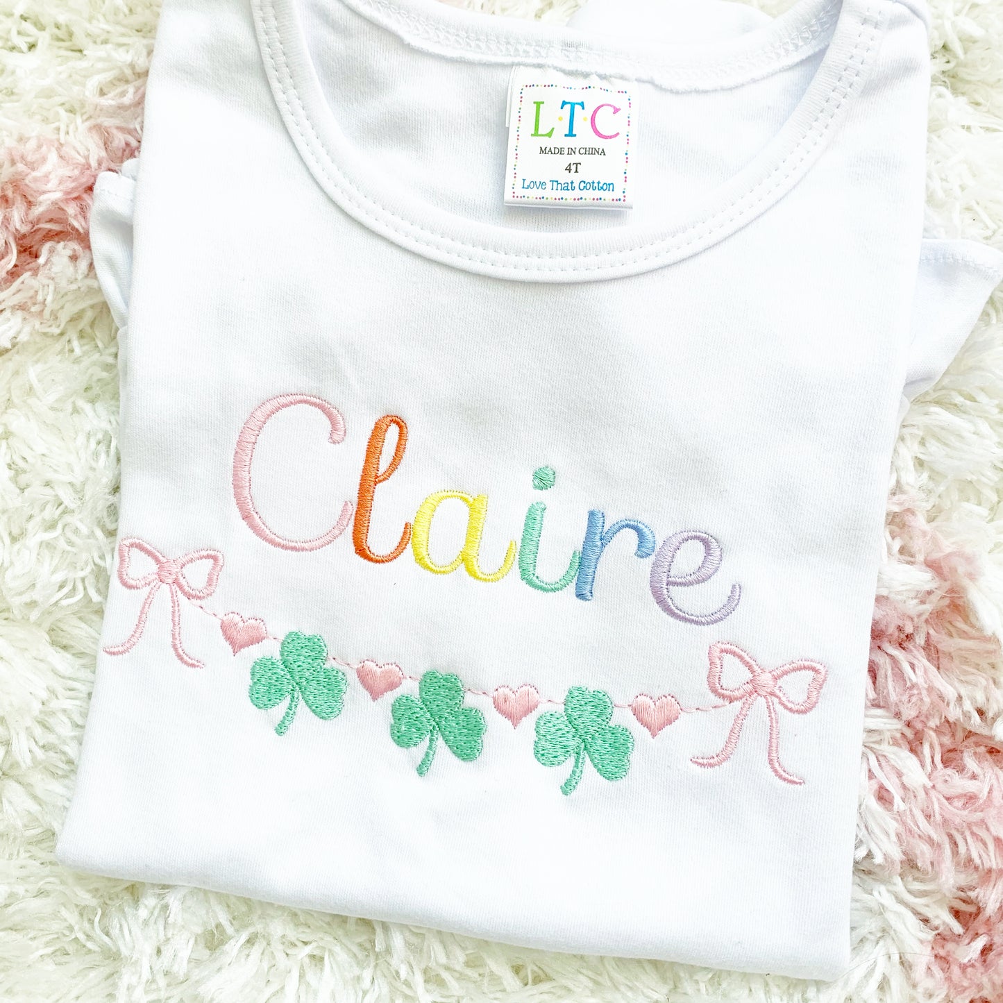 Girls Rainbow Shamrock Shirt
