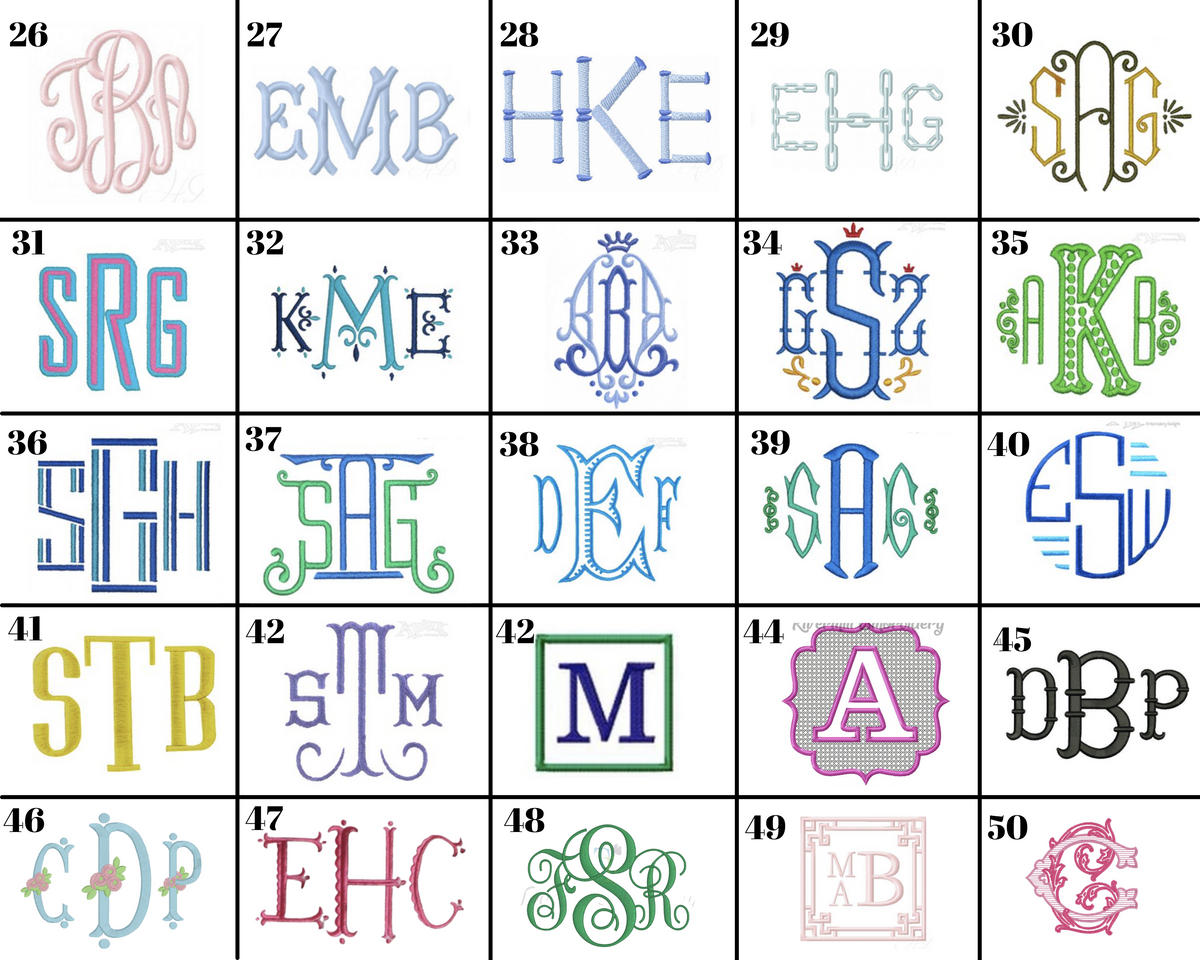 Monogram Styles – Caroline Claire Monograms LLC