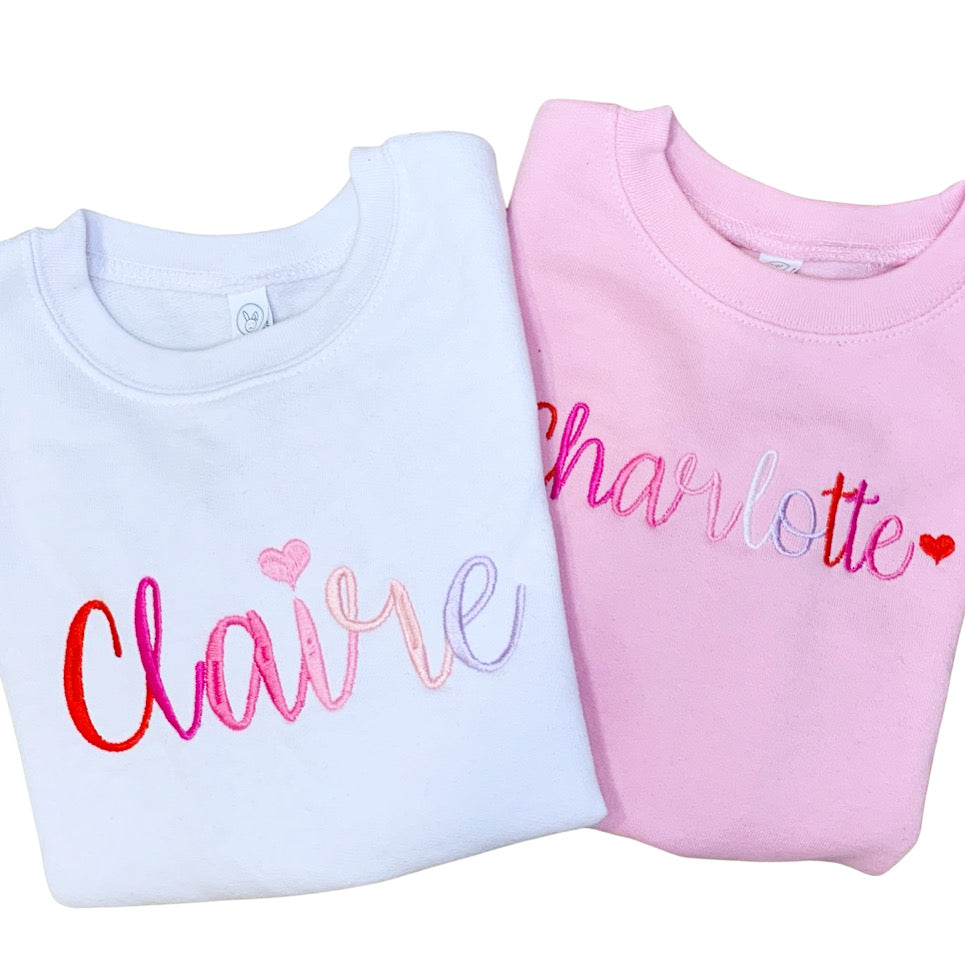 Valentine's Day Ombre Name Sweatshirt