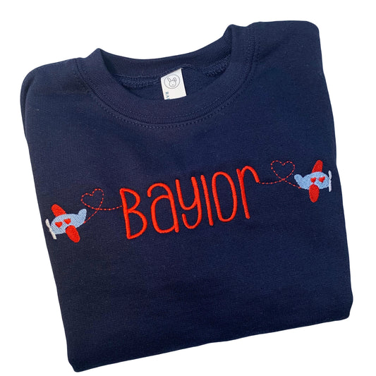 Boys Airplane Valentine Day Sweatshirt Toddler Boys