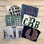 Load image into Gallery viewer, Embroidered sweatshirt with plaid applique monogram
