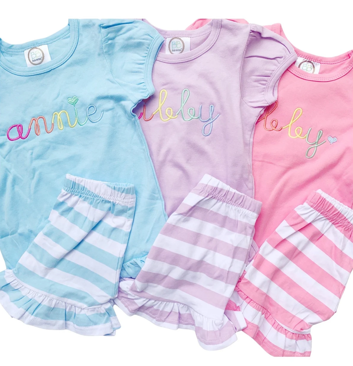 Girls Rainbow Shirt + Shorts Set