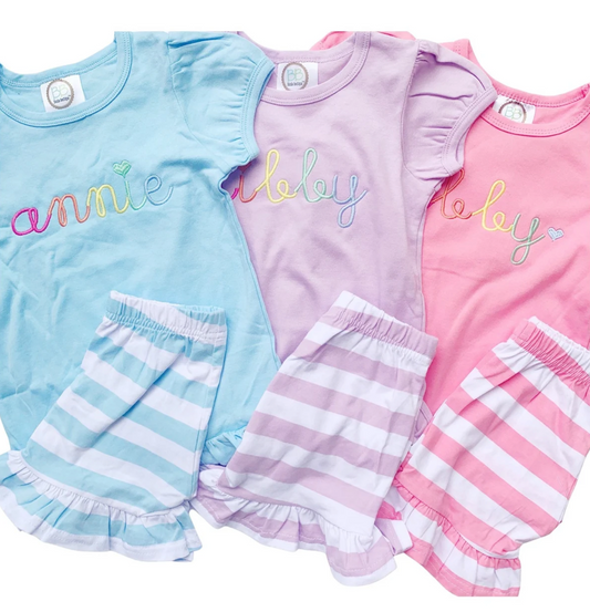 Girls Rainbow Shirt + Shorts Set
