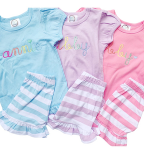 Girls Rainbow Shirt + Shorts Set