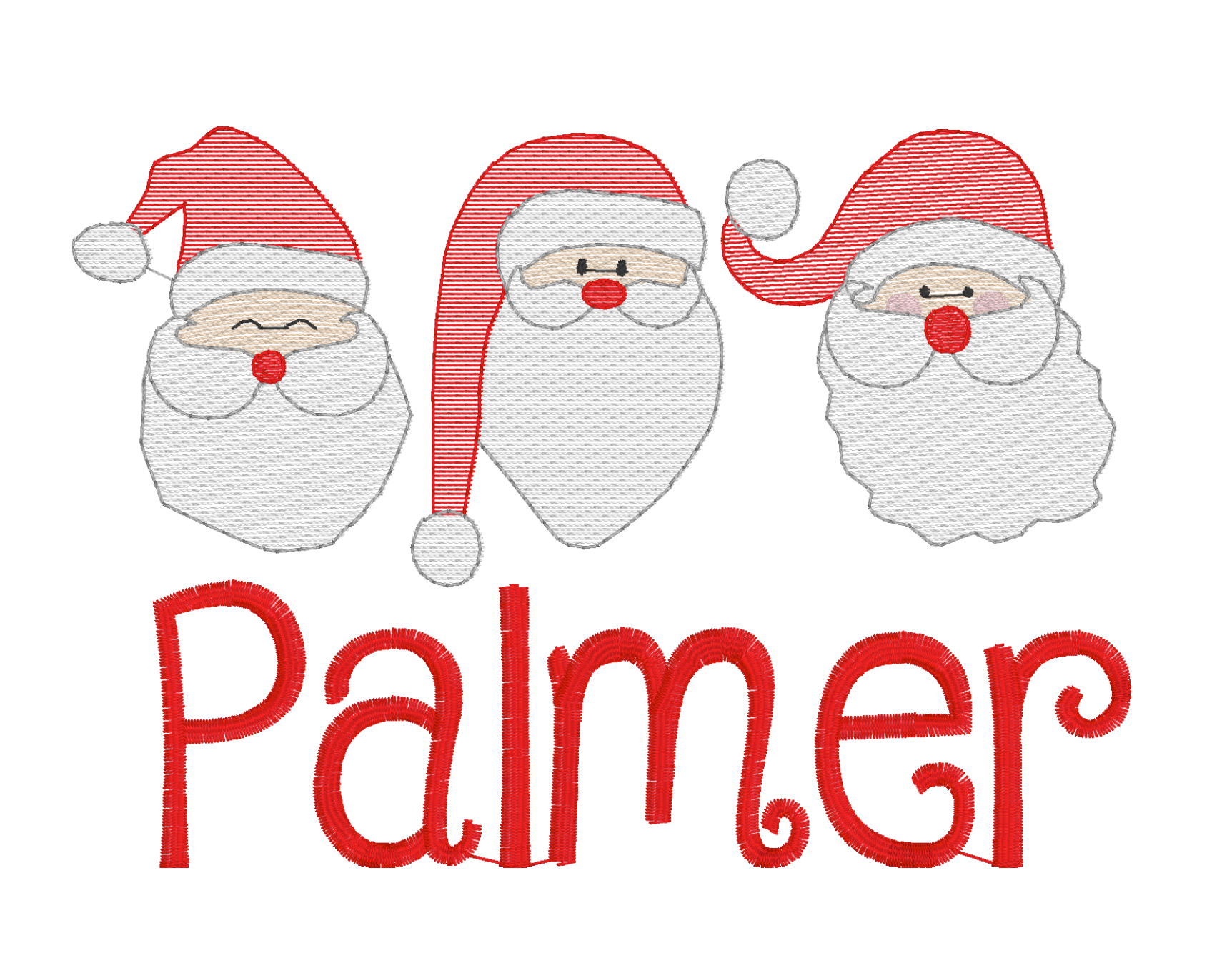 Santa Trio Embroidery Design