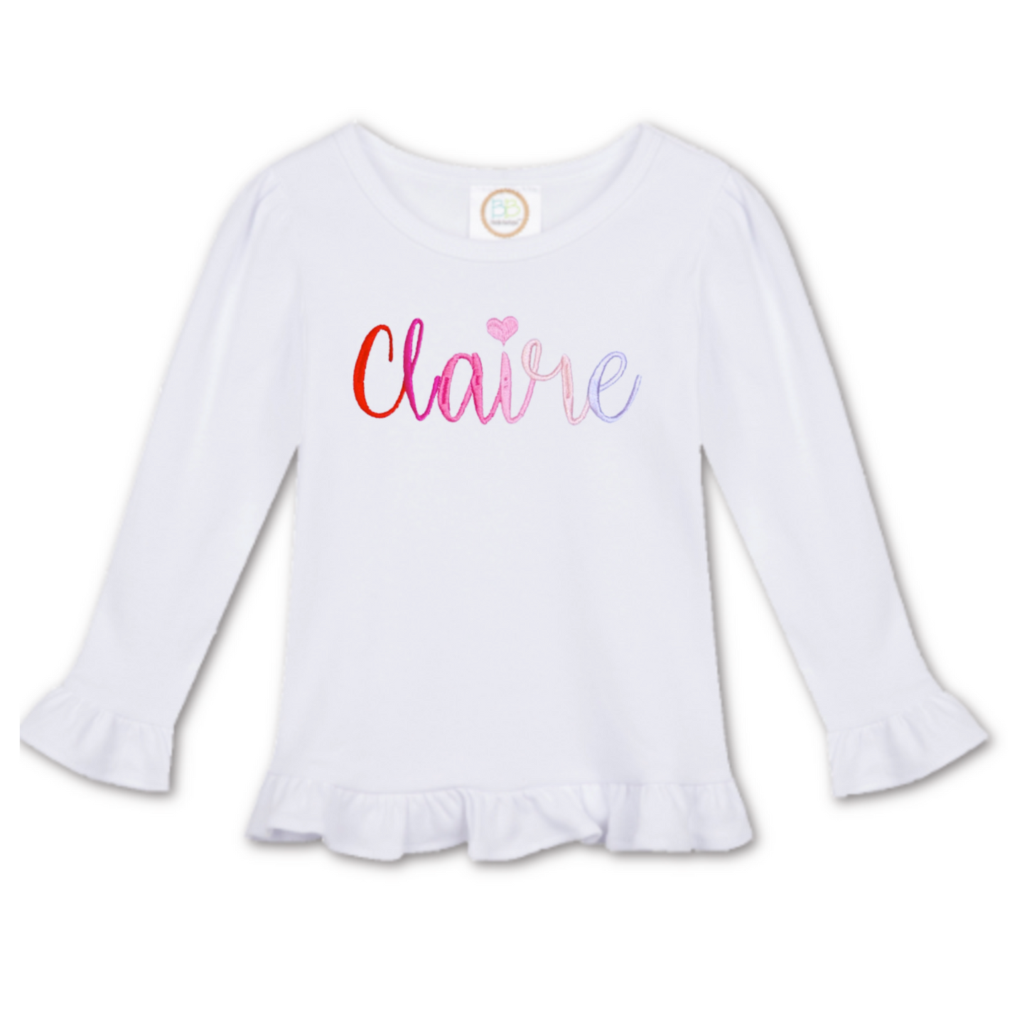 Valentine's Day Ombre Name Ruffle Shirt