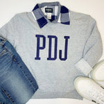 Load image into Gallery viewer, Boys sweatshirt with monogram embroidered on front
