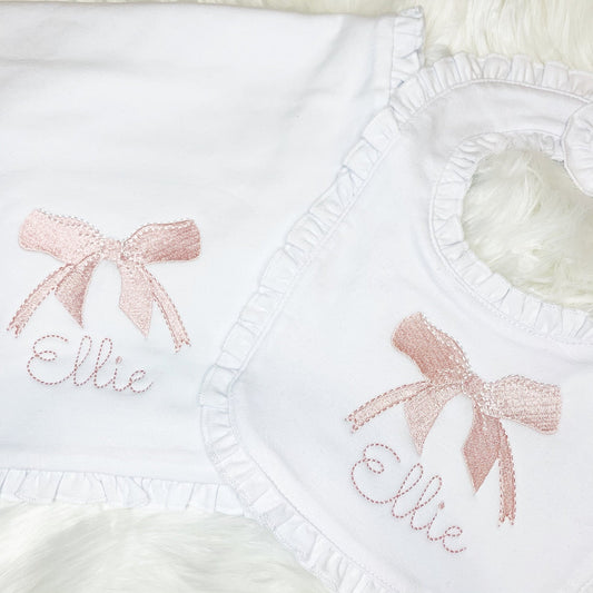 Pink Bow Layette Set