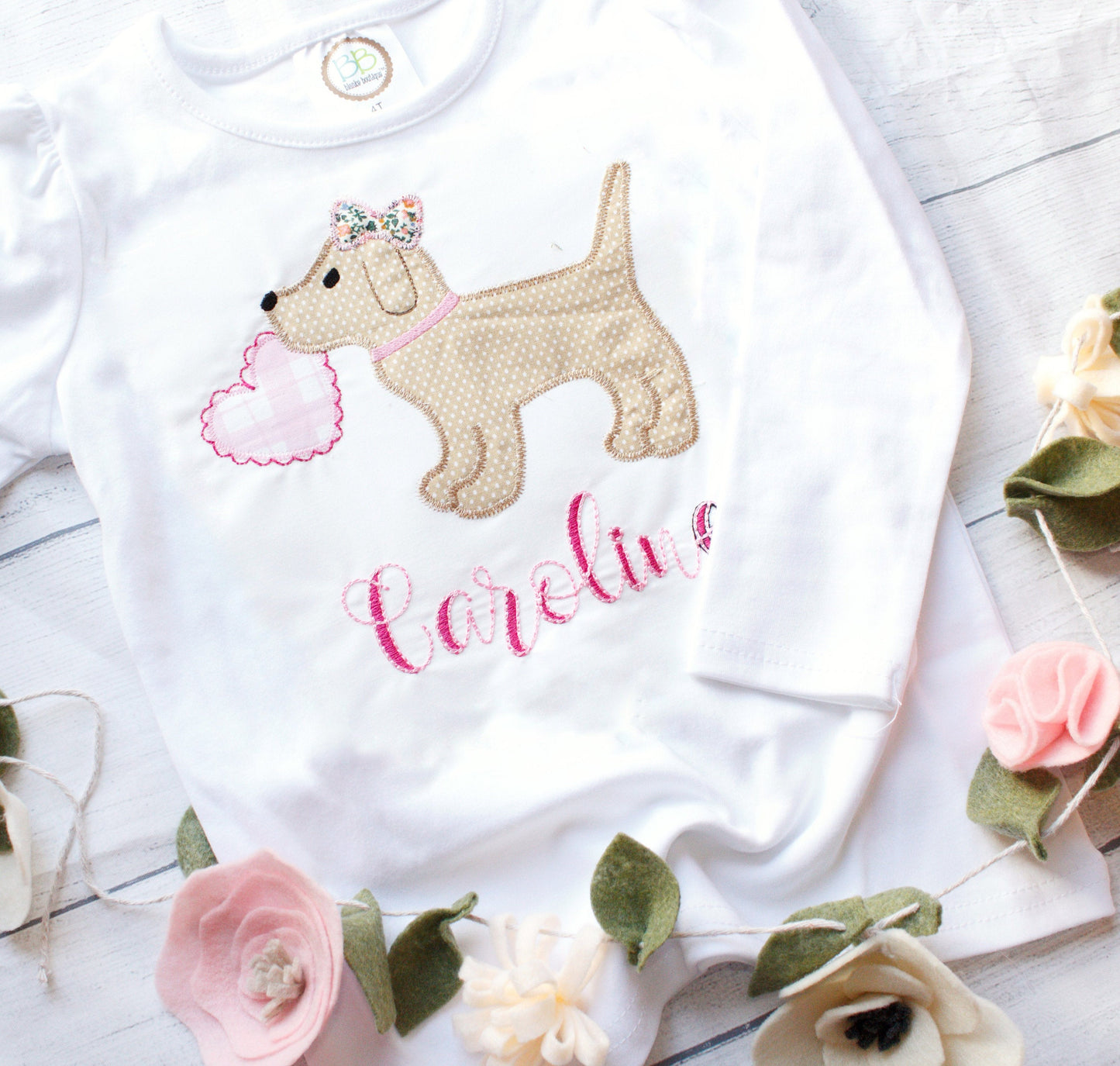 Girls Valentine's Day Puppy Dog Shirt