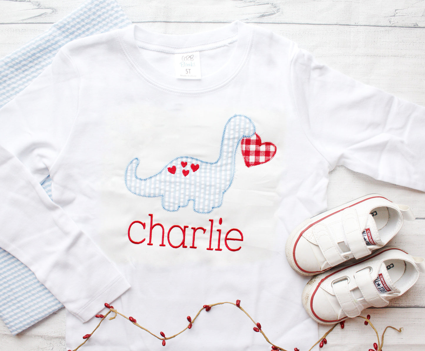 Boys Valentines Day Dinosaur Shirt