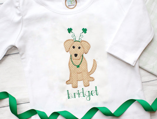 Girls St Patricks Day Dog Shirt