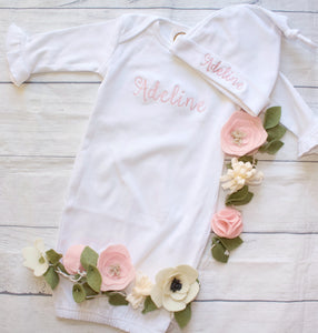 Newborn Gown and Hat