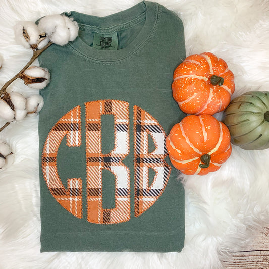 Fall Plaid Monogram Pullover