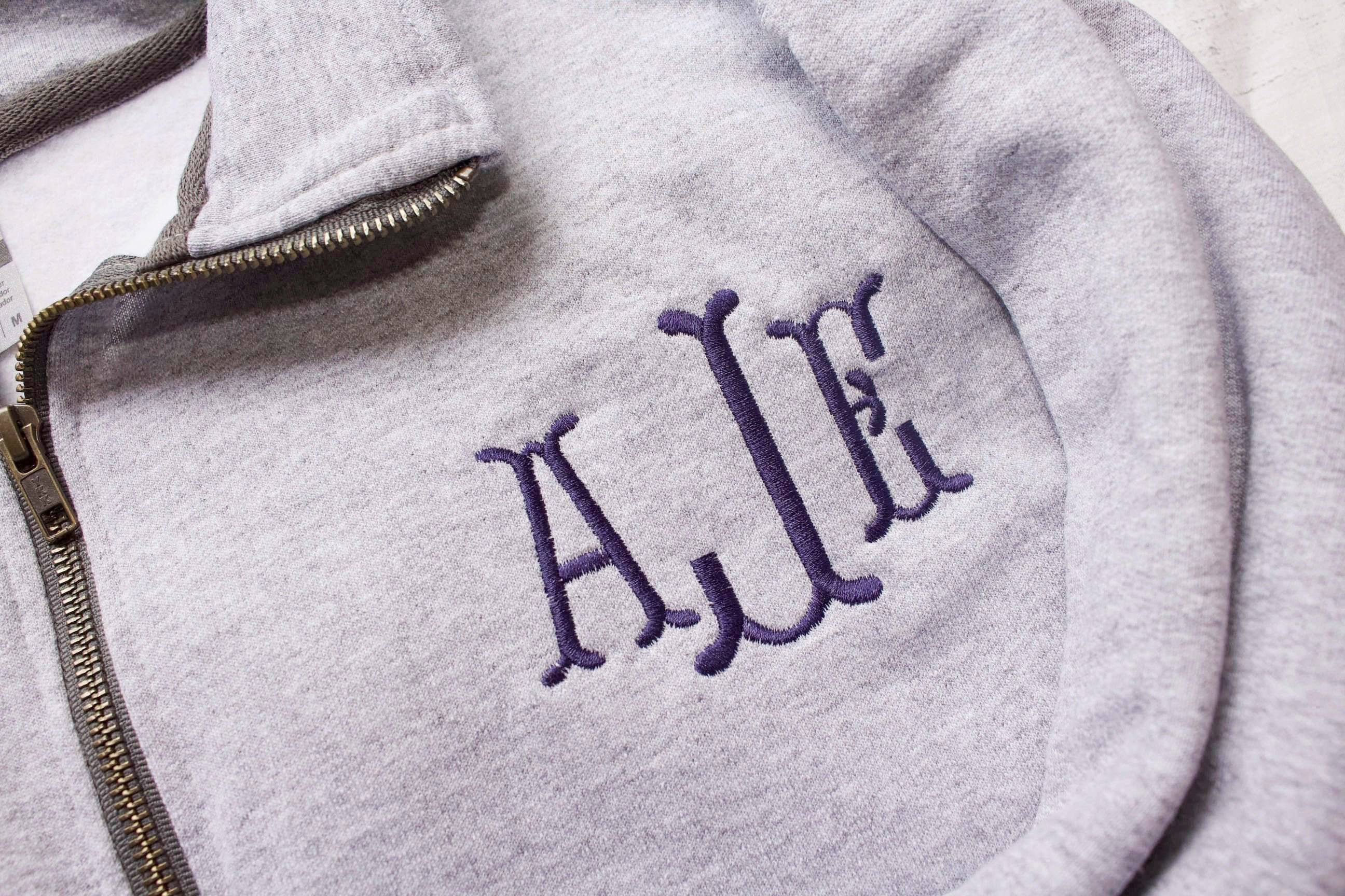 Women's quarter zip personalized with monogram