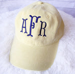 Load image into Gallery viewer, Monogrammed women&#39;s baseball hat in yellow
