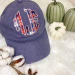 Load image into Gallery viewer, Women&#39;s monogrammed baseball hat with plaid embroidery
